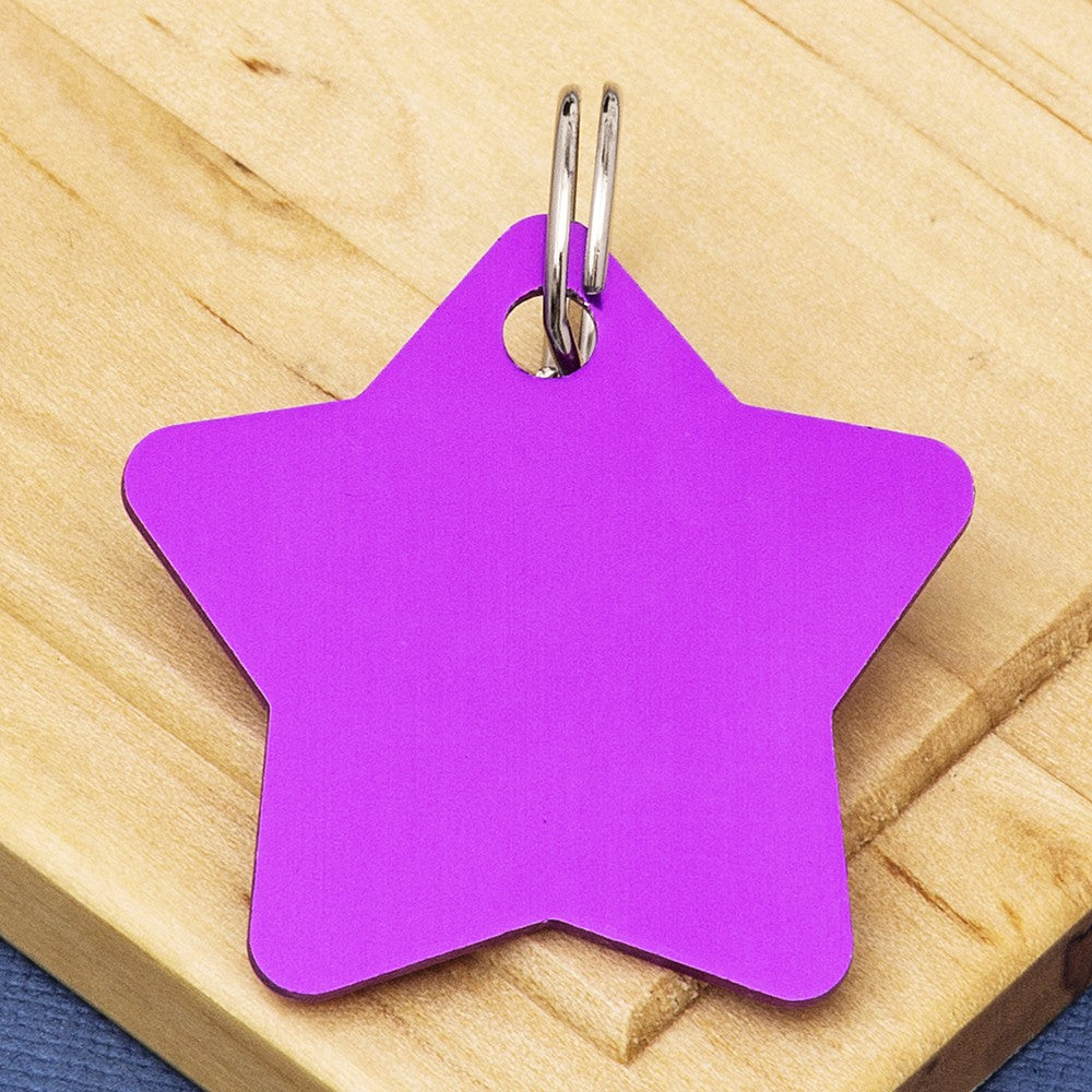 Coloured Star Shaped Engraved Pet ID Tag - Two Sizes (25mm & 35mm wide)