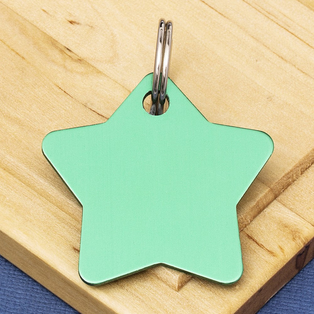 Coloured Star Shaped Engraved Pet ID Tag - Two Sizes (25mm & 35mm wide)
