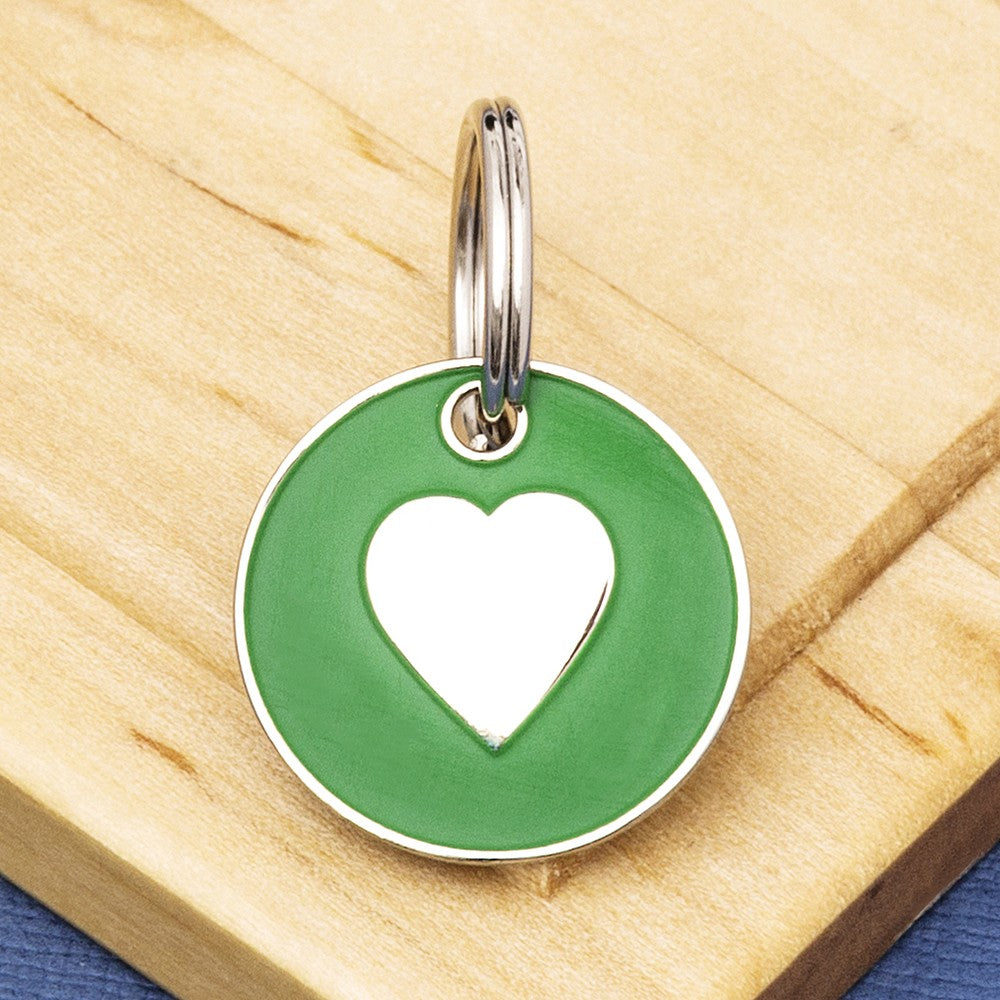 Coloured Enamel Heart Pet ID Tag - Extra Small (20mm wide)