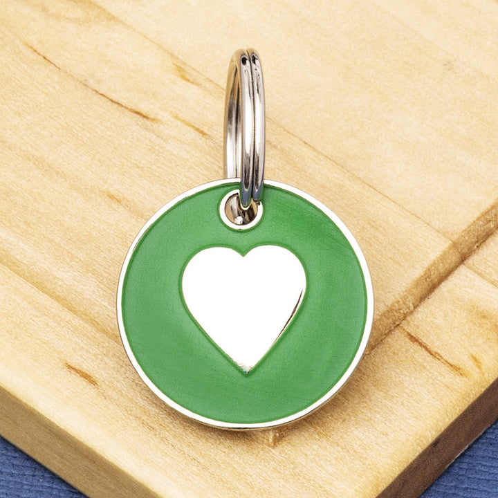 Coloured Enamel Heart Pet ID Tag - Extra Small (20mm wide)