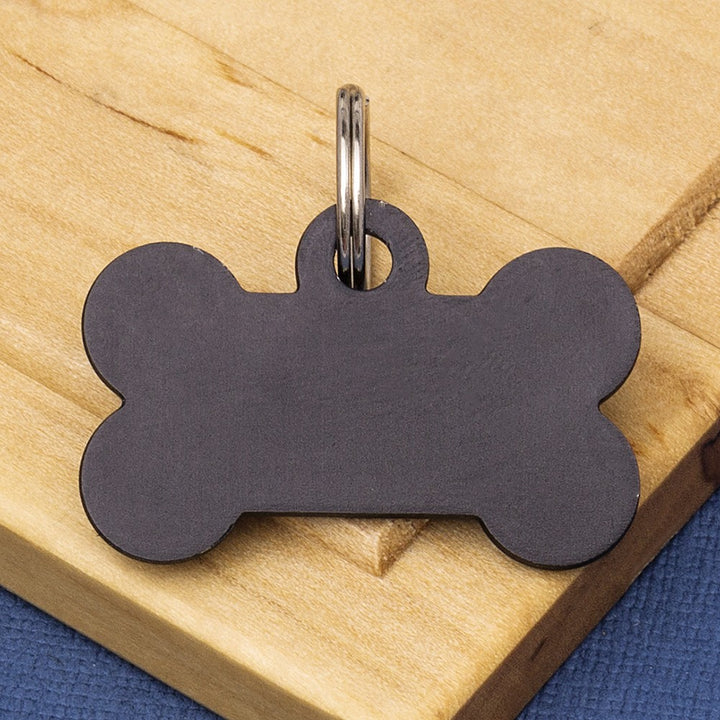 Small Bone Dog ID Tag Black Double Sided