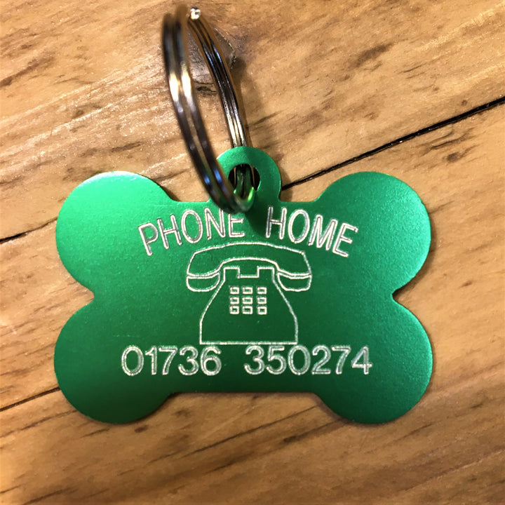 Phone Home Bone Pet Tag