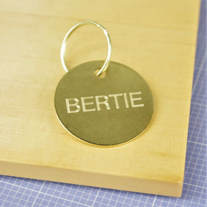 Engraved Round Medium Brass Identity Tag (30mm wide)