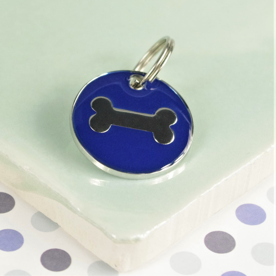 Round Blue Bone Pet Id Tag