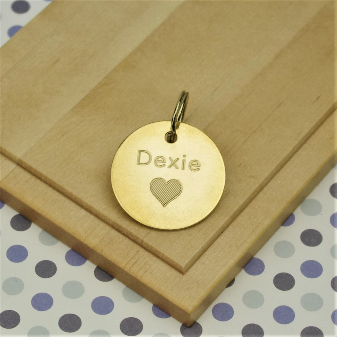 Brass Heart Pet Id Tag