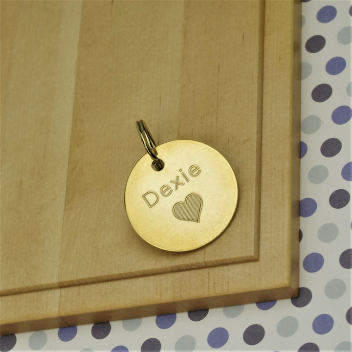Brass Heart Pet Id Tag