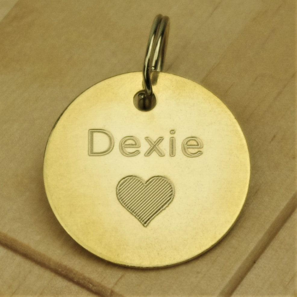 Brass Heart Pet Id Tag