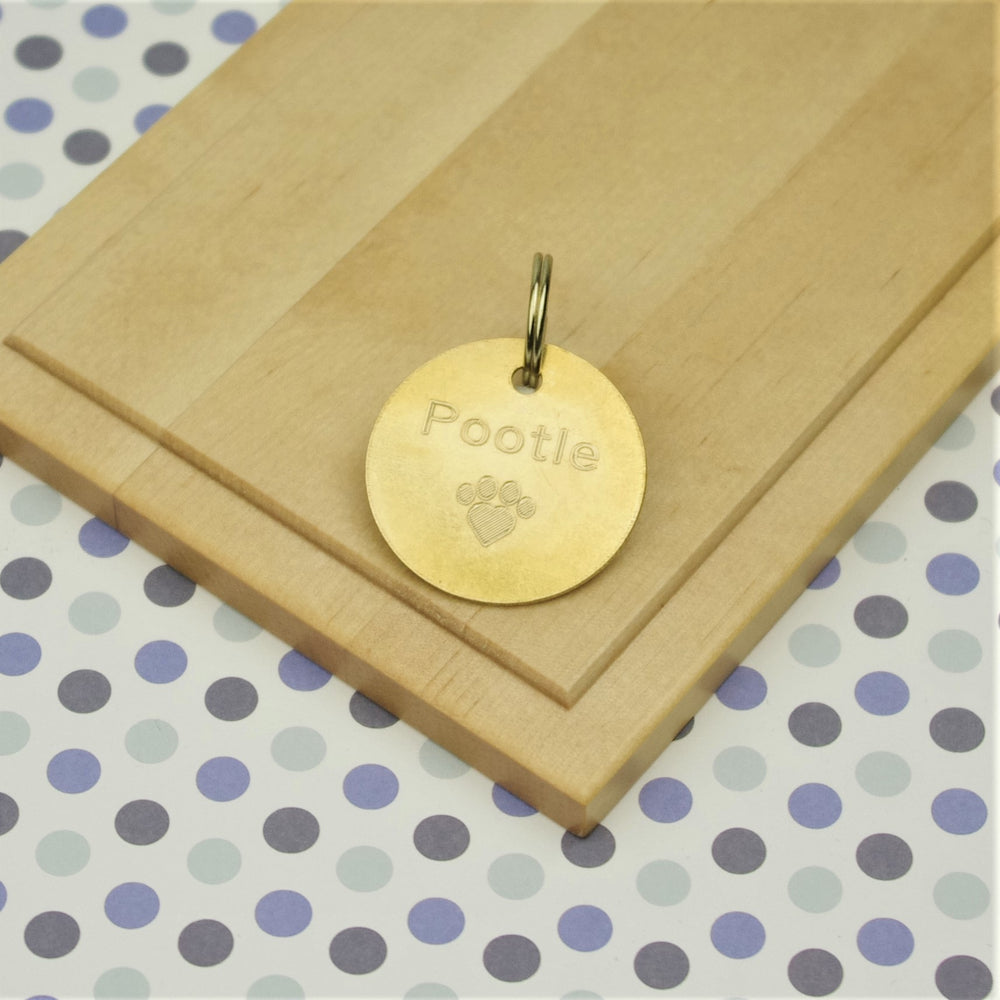 Brass Paw Pet Id Tag