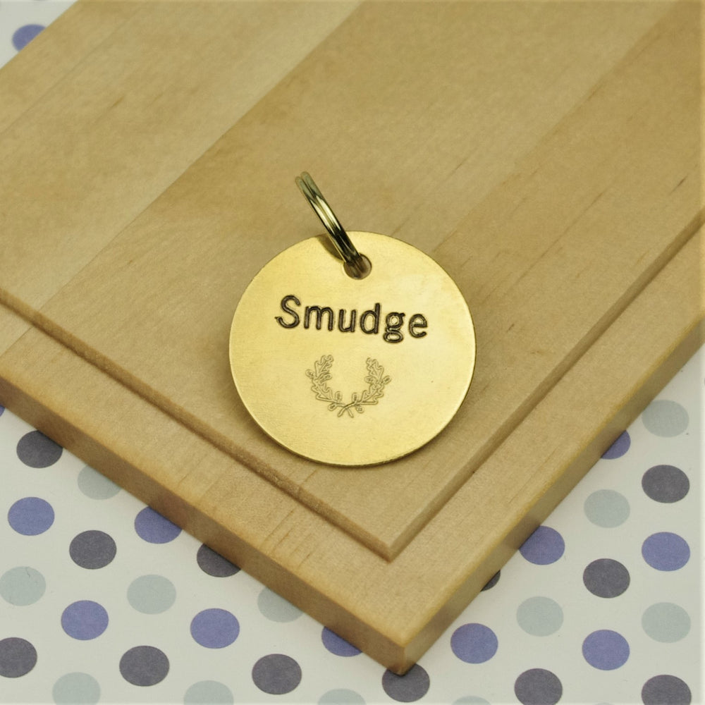 Brass Wreath Pet Id Tag