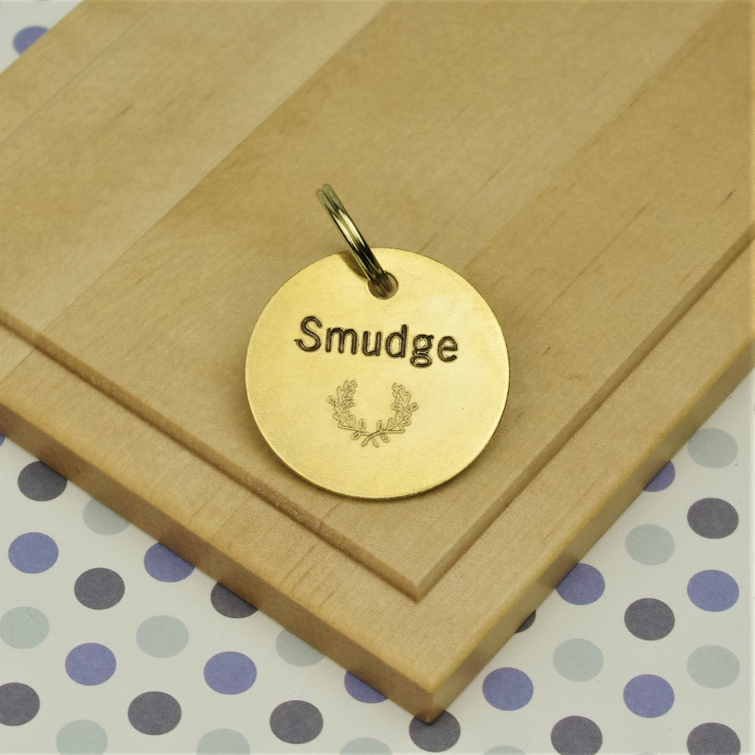Brass Wreath Pet Id Tag
