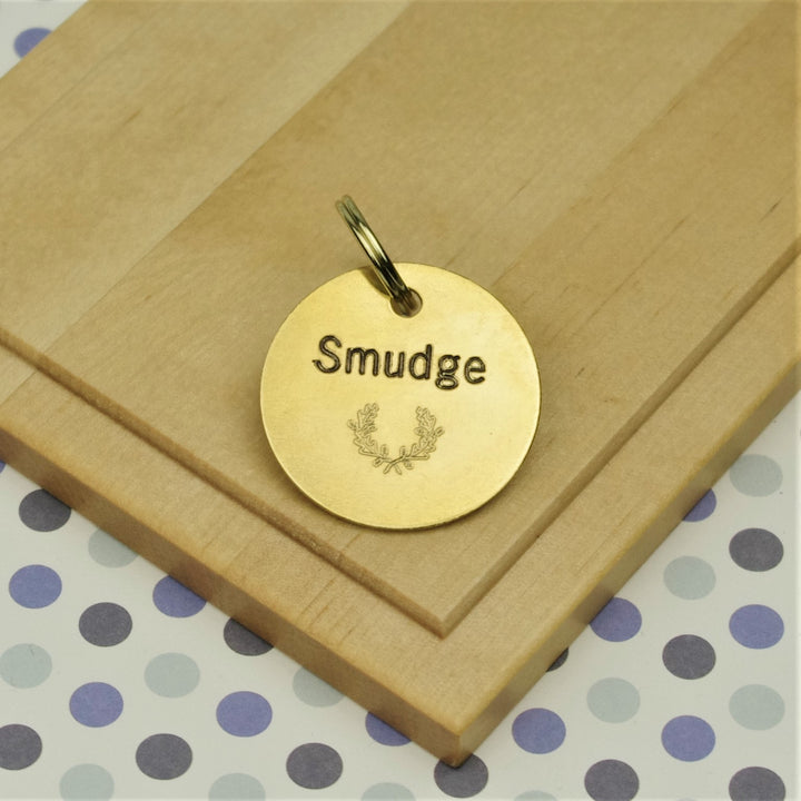 Brass Wreath Pet Id Tag