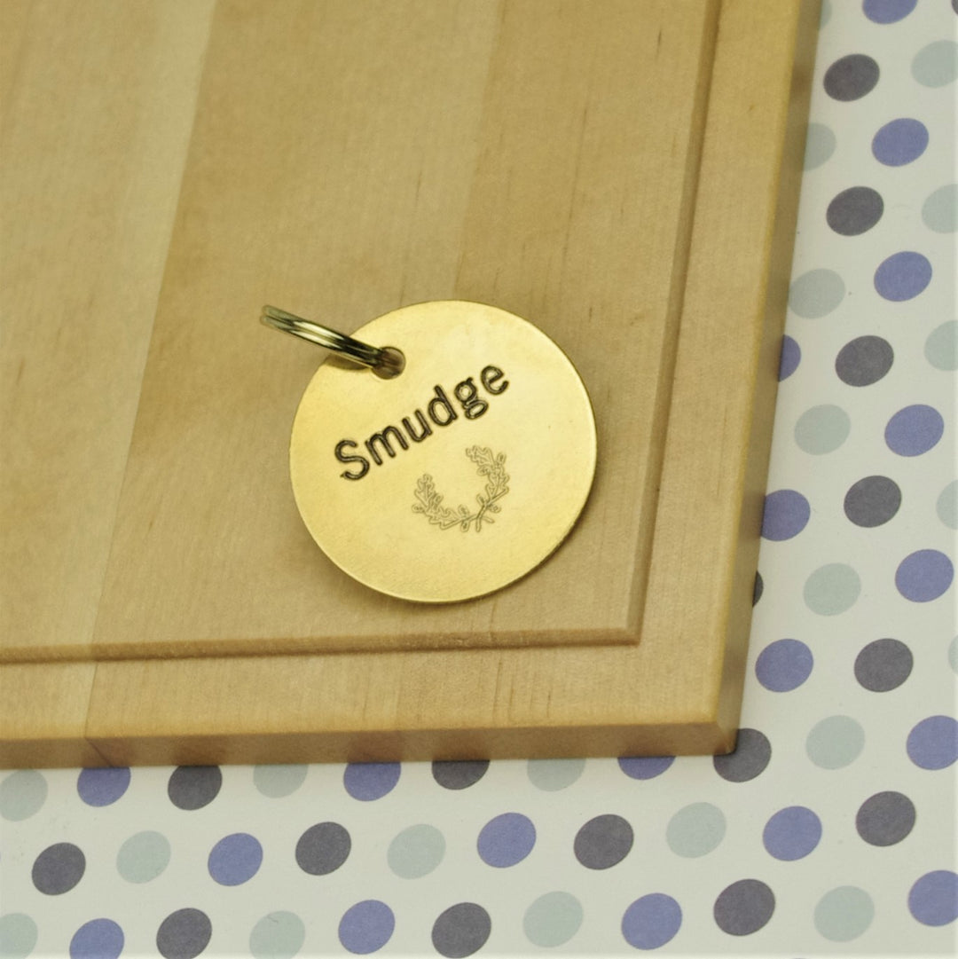 Brass Wreath Pet Id Tag