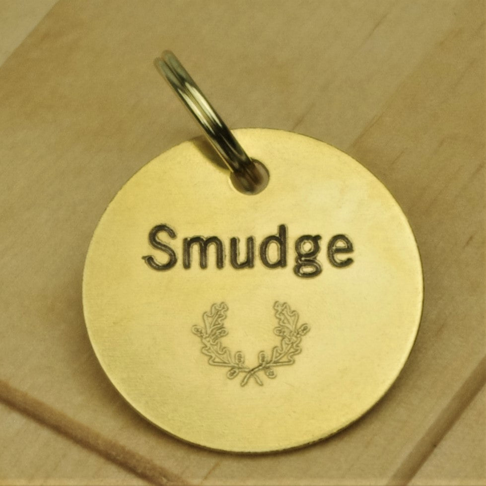 Brass Wreath Pet Id Tag