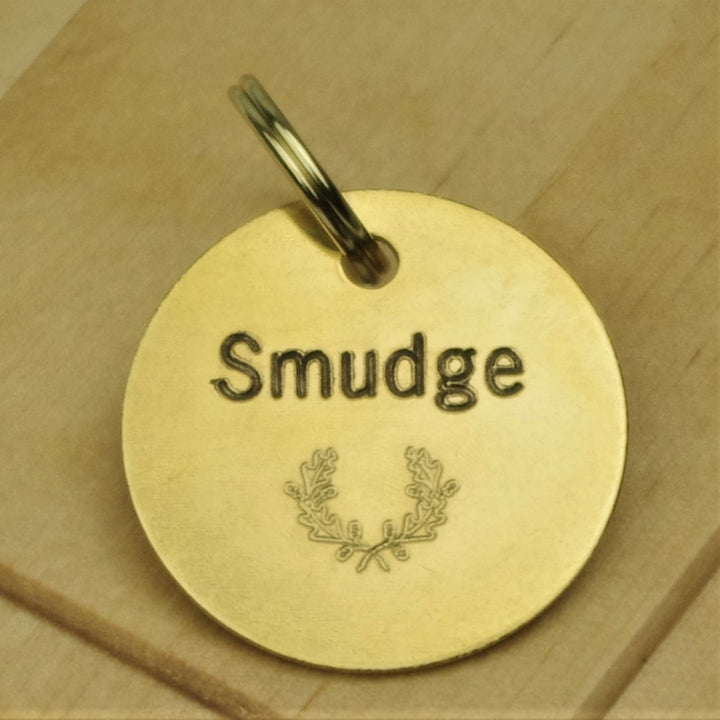 Brass Wreath Pet Id Tag
