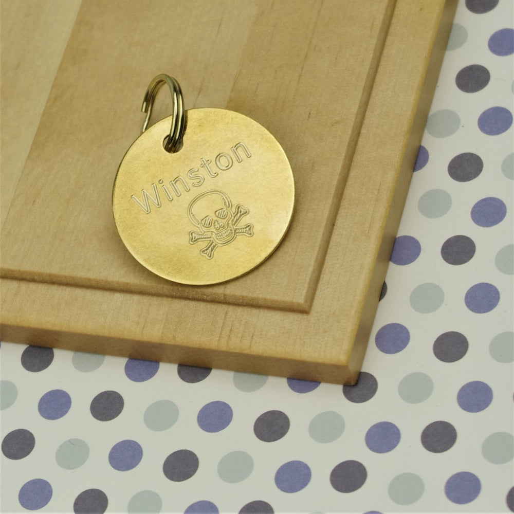 Brass Skull Pet Id Tag