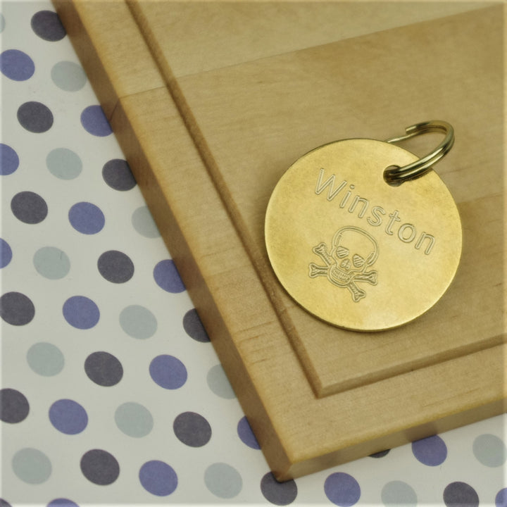 Brass Skull Pet Id Tag