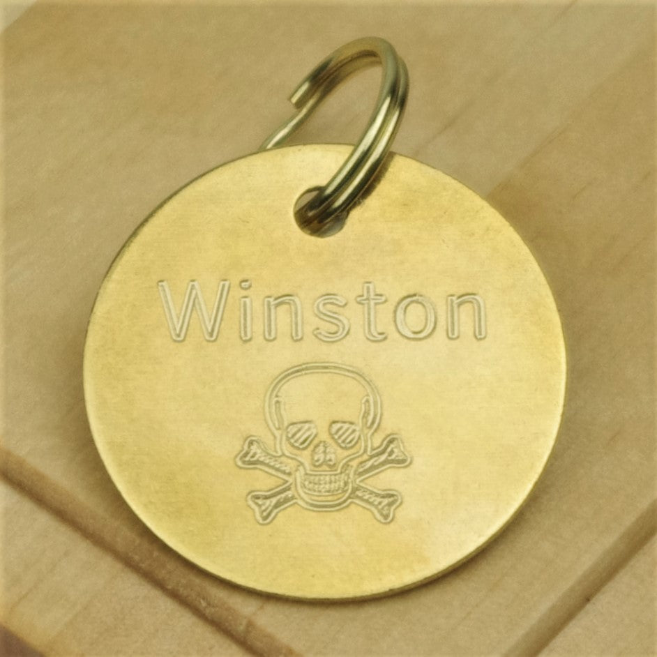 Brass Skull Pet Id Tag
