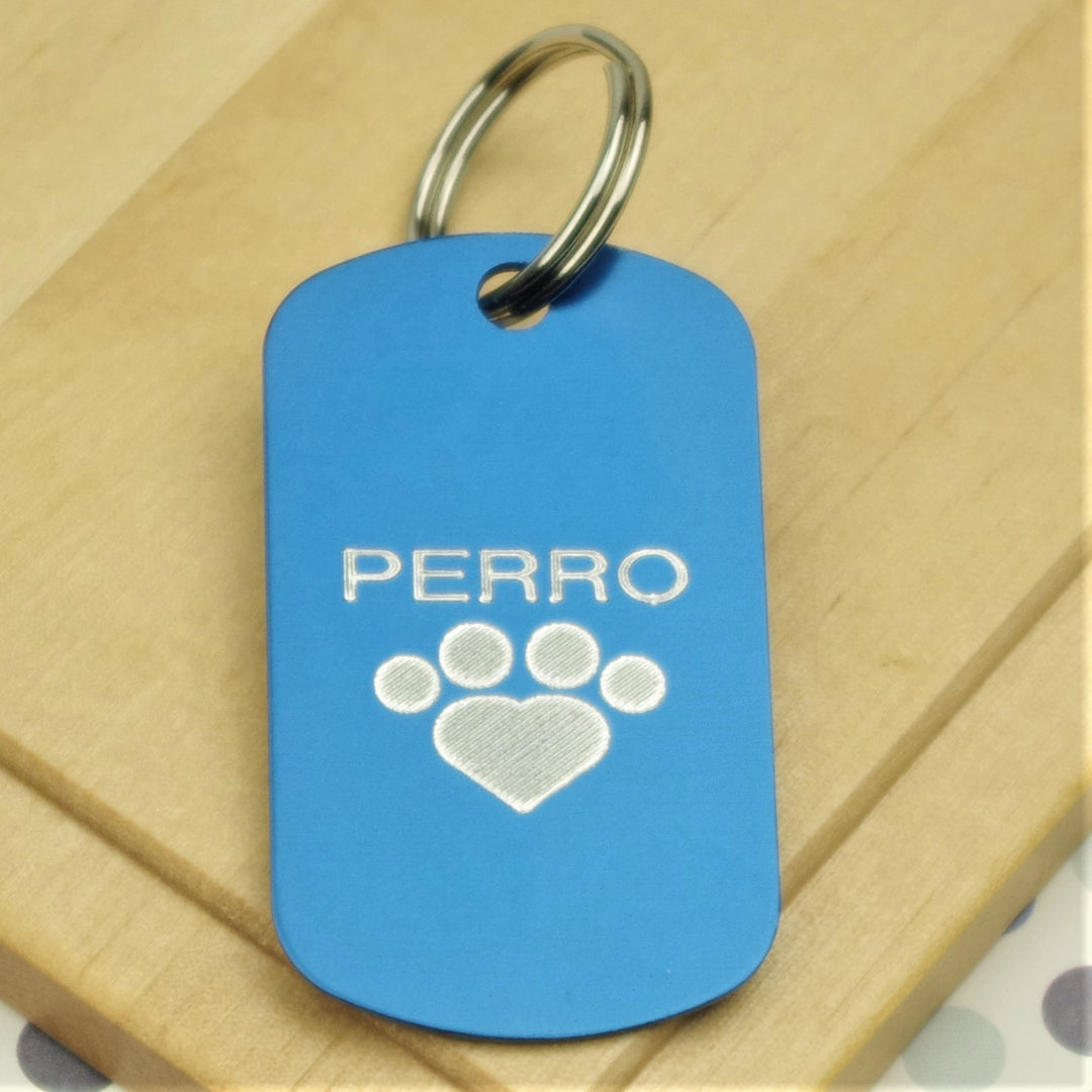 Engraved Paw Pet Tag Military Style