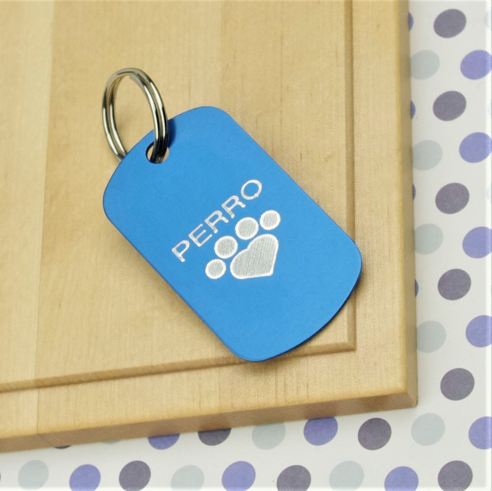 Engraved Paw Pet Tag Military Style