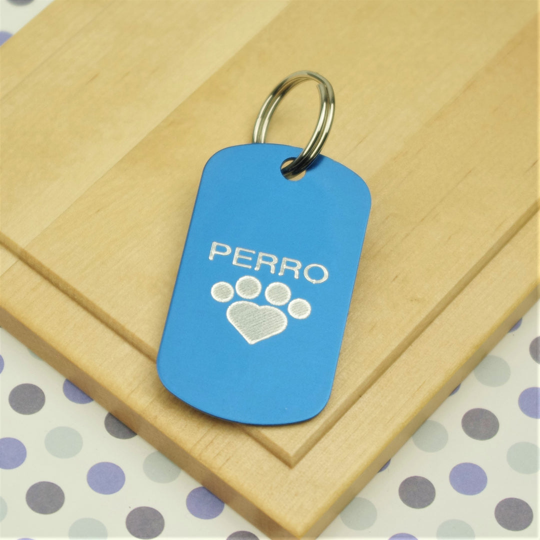 Engraved Paw Pet Tag Military Style