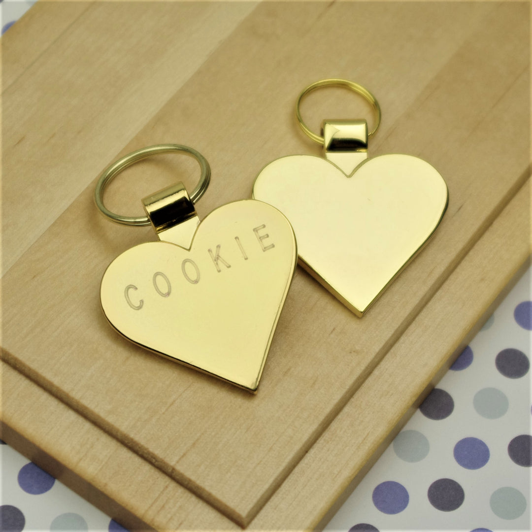 Gold Heart Dog ID Tag