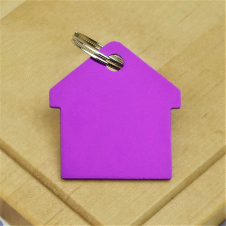 Coloured House Shaped Engraved ID Tag - Medium Size (30mm Tall)