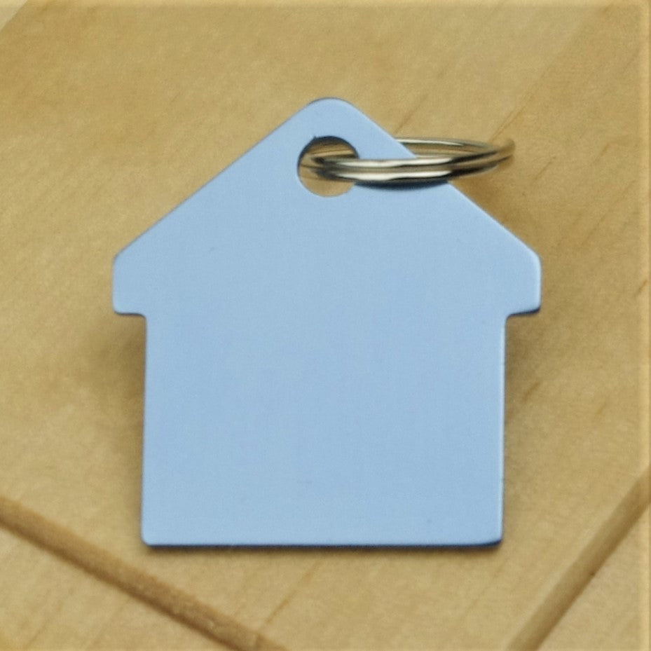 Coloured House Shaped Engraved ID Tag - Medium Size (30mm Tall)