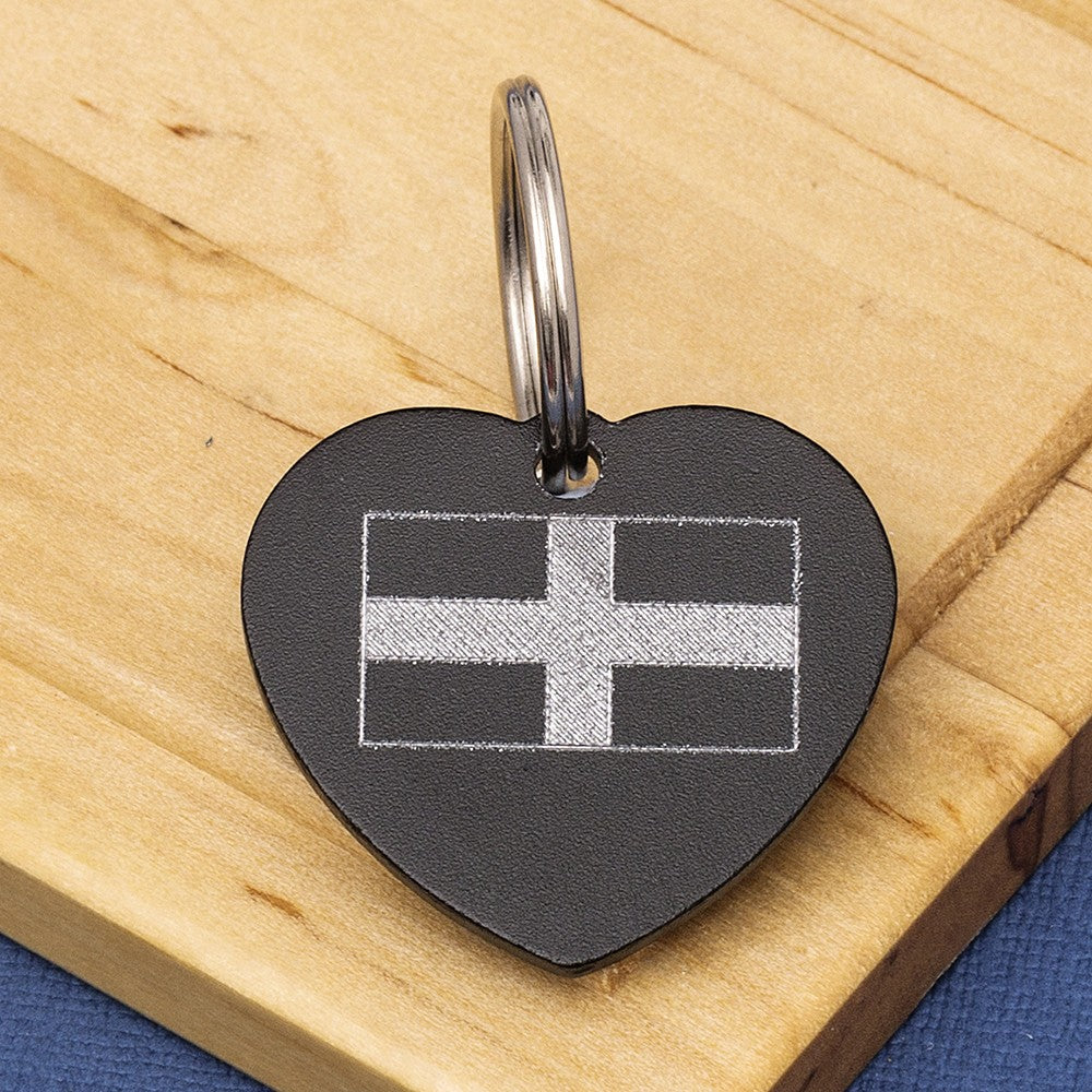 Cornish Flag Heart Pet Id Tag