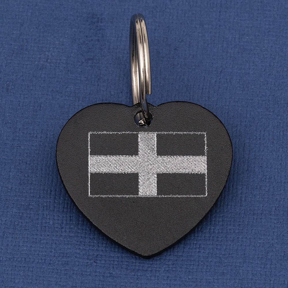 Cornish Flag Heart Pet Id Tag