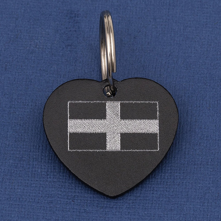Cornish Flag Heart Pet Id Tag