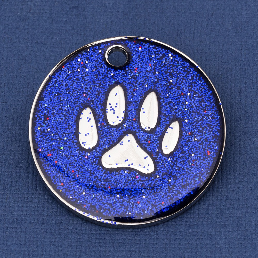 Blue GlitterPaw Dog Id Tag