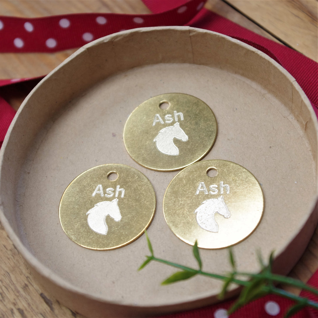 Horse Tack Bridle Saddle Tag Brass