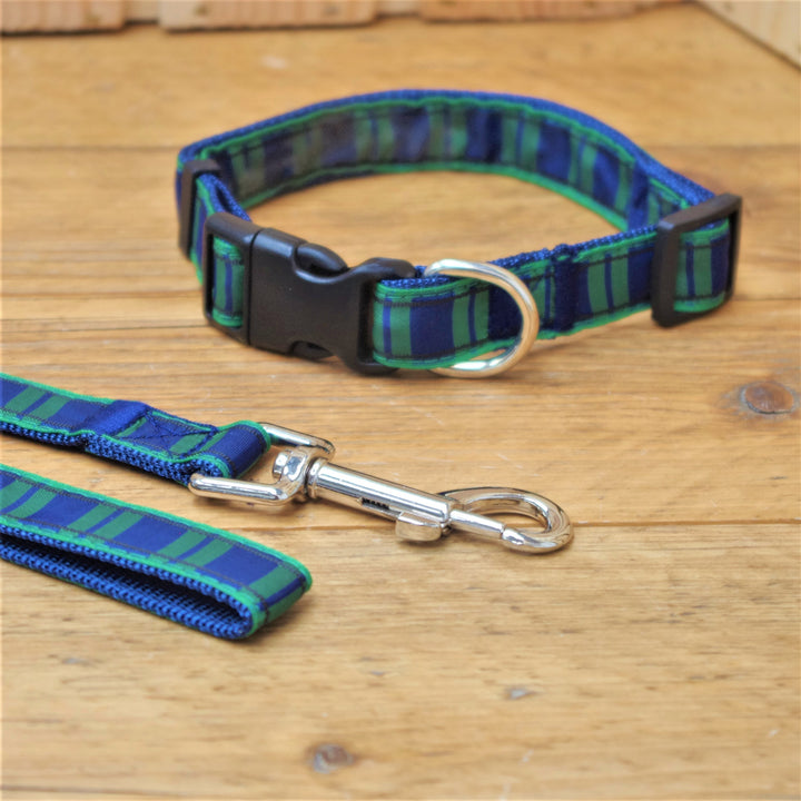 Blue Tartan Dog Collar and Lead