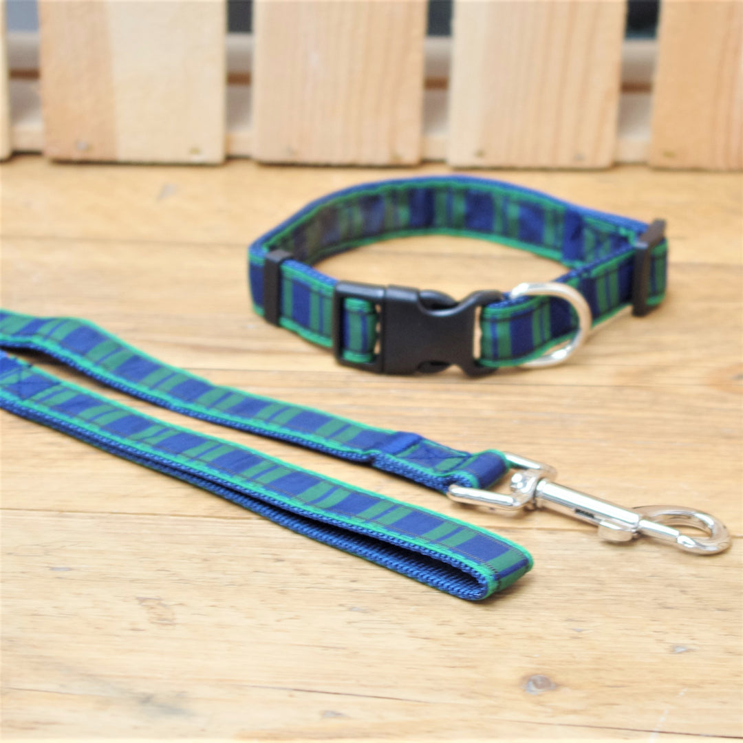 Blue Tartan Dog Collar and Lead
