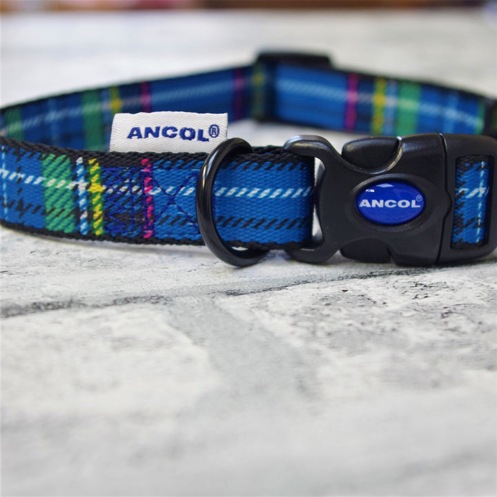 Adjustable Red & Blue Tartan Dog Collars - All Sizes