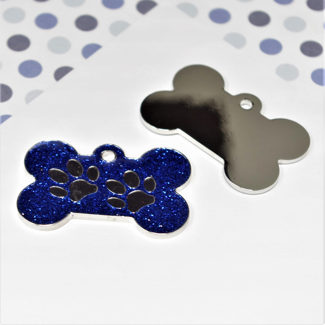 Glitter Bone Pet Tag Blue