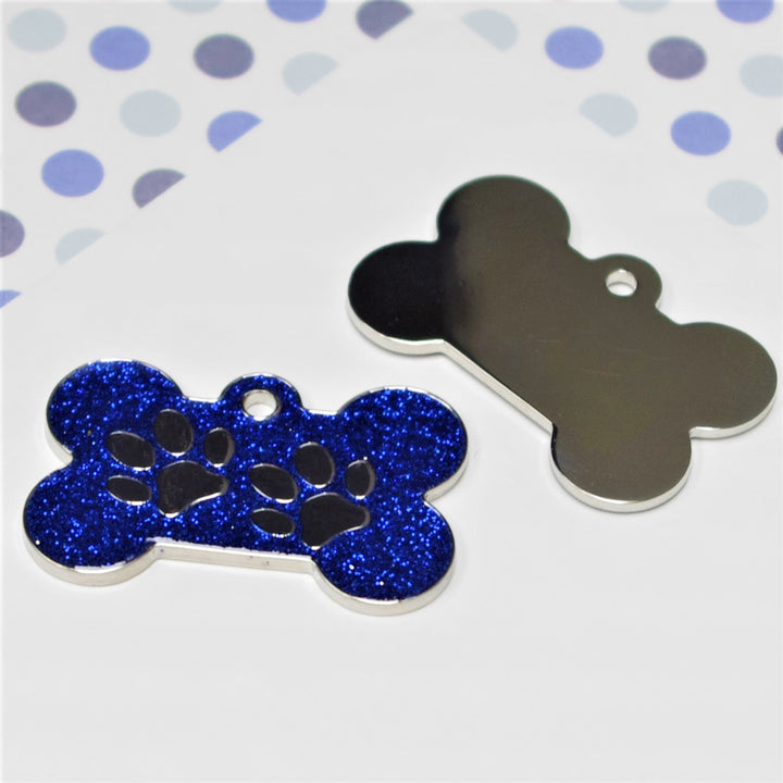 Glitter Bone Pet Tag Blue