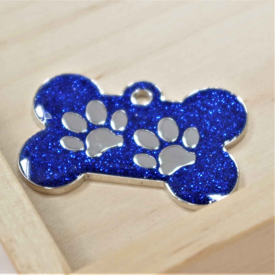 Glitter Bone Pet Tag Blue