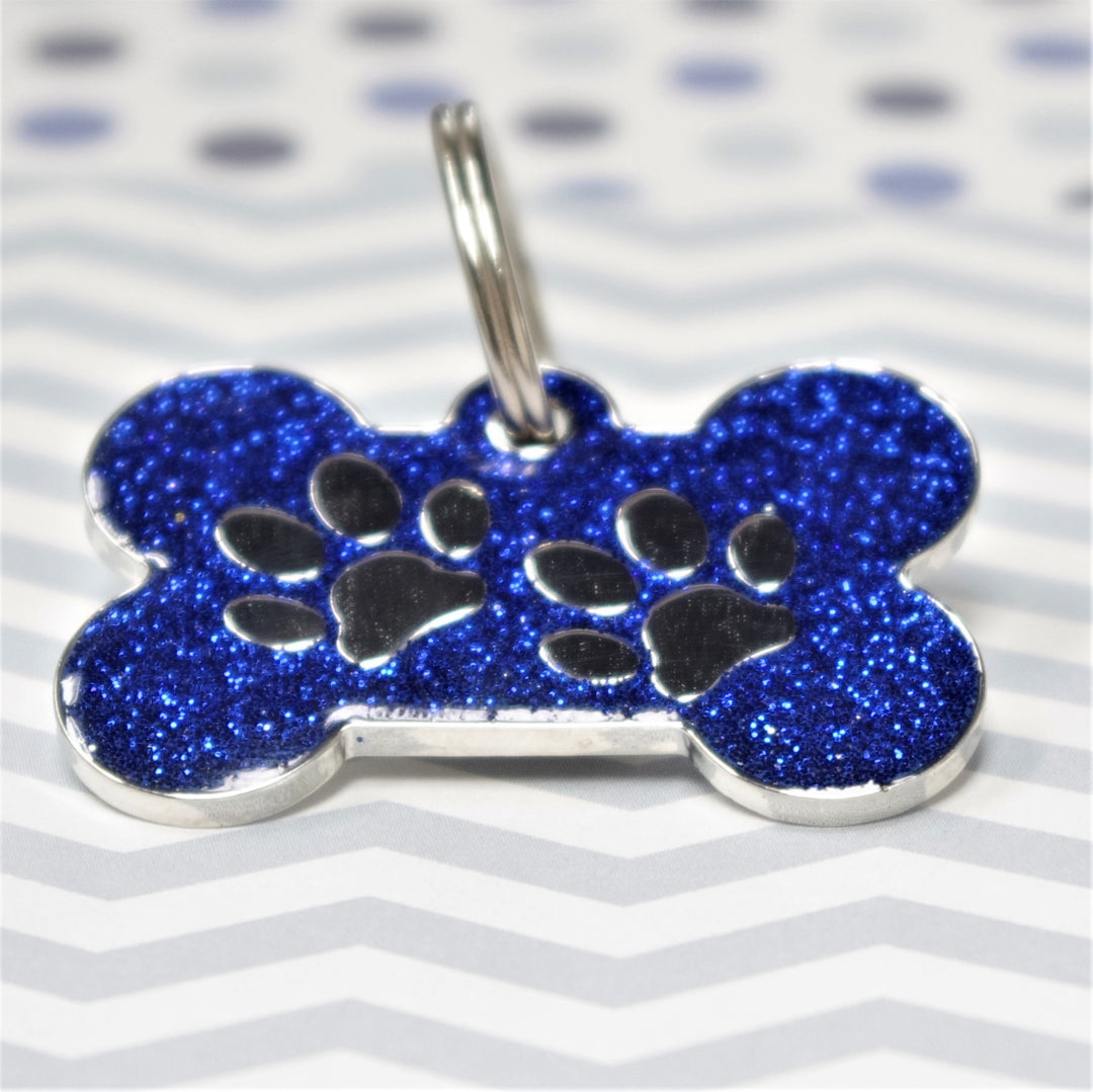 Glitter Bone Pet Tag Blue