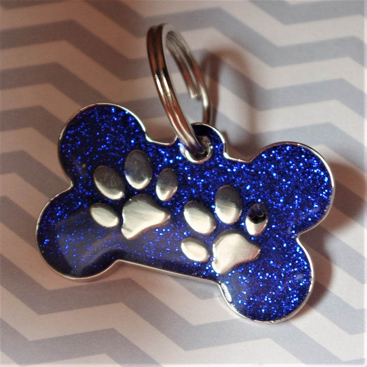 Glitter Bone Pet Tag Blue