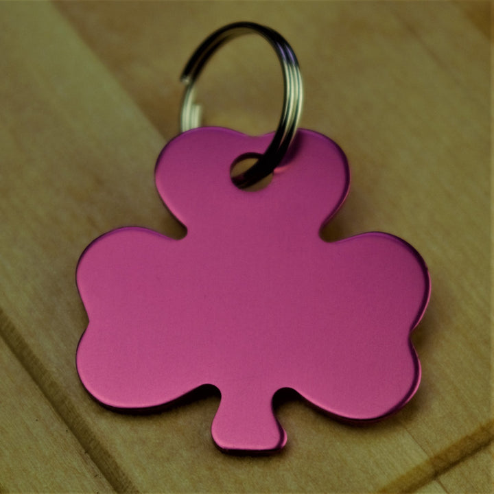 Engraved Shamrock Shaped Pet Tag With Heart – Choice of Colours