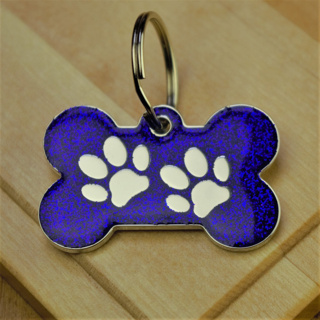 Glitter Bone Pet Tag Blue