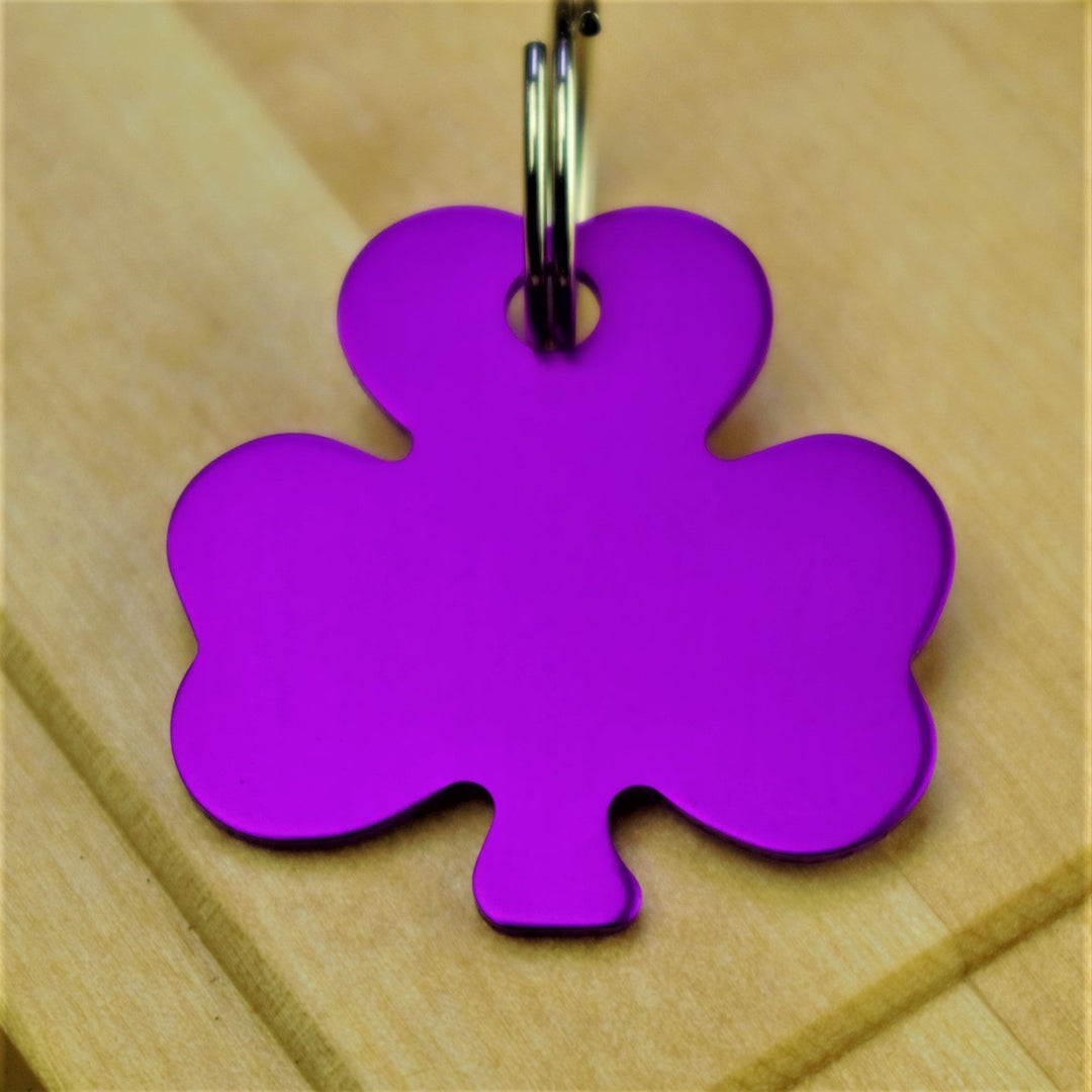 Coloured Shamrock Engraved Pet Tag – Choice of Colours