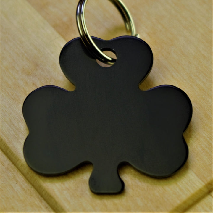 Coloured Shamrock Engraved Pet Tag – Medium Size (32mm wide)