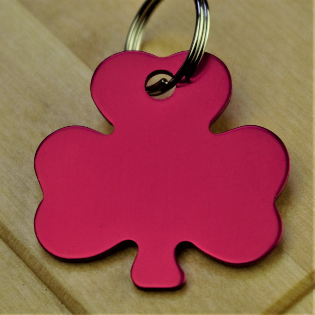 Coloured Shamrock Engraved Pet Tag – Medium Size (32mm wide)