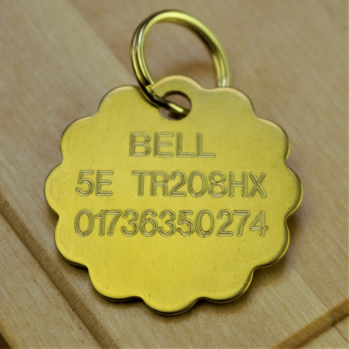 Brass Flower Pet Id Tag