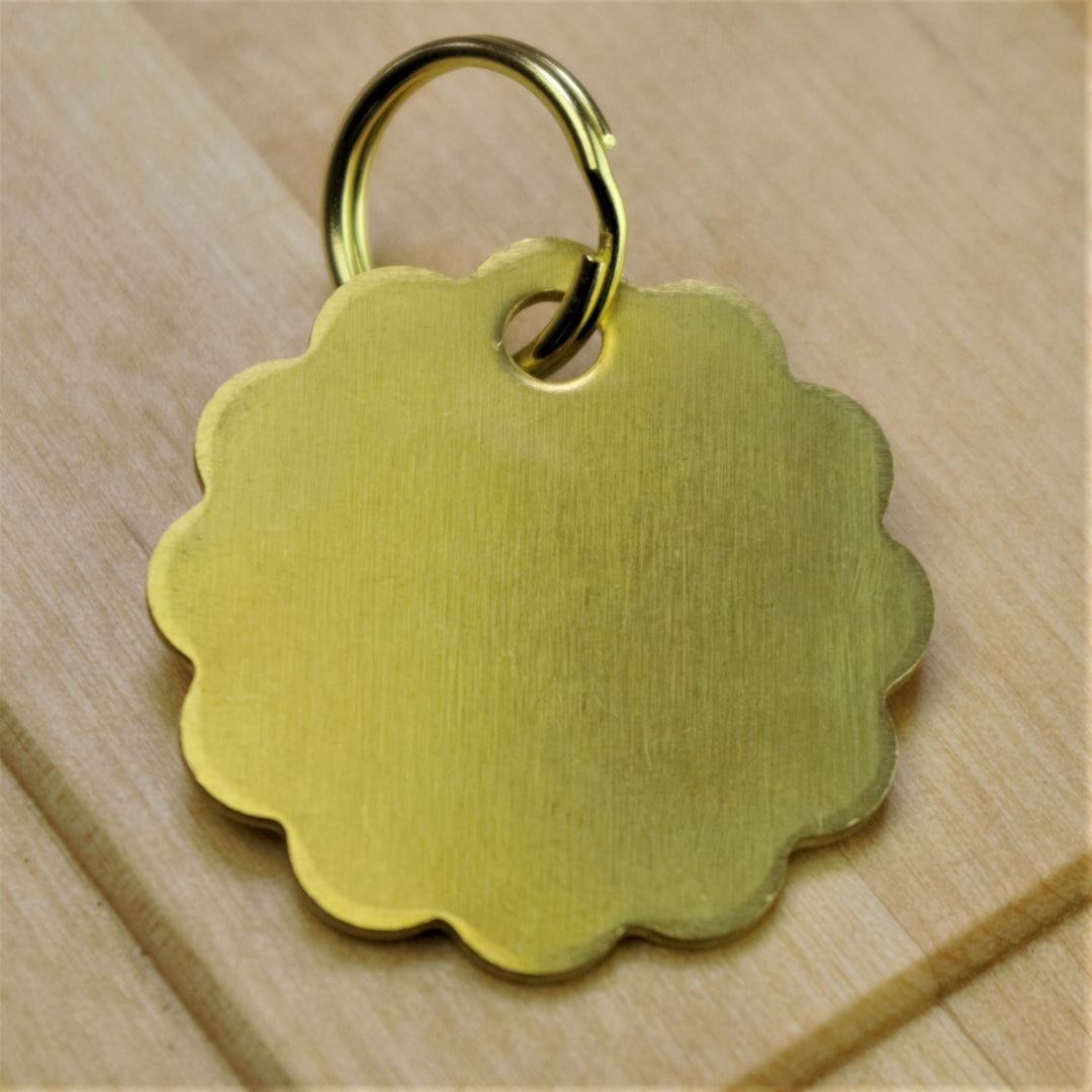Brass Flower Pet Id Tag