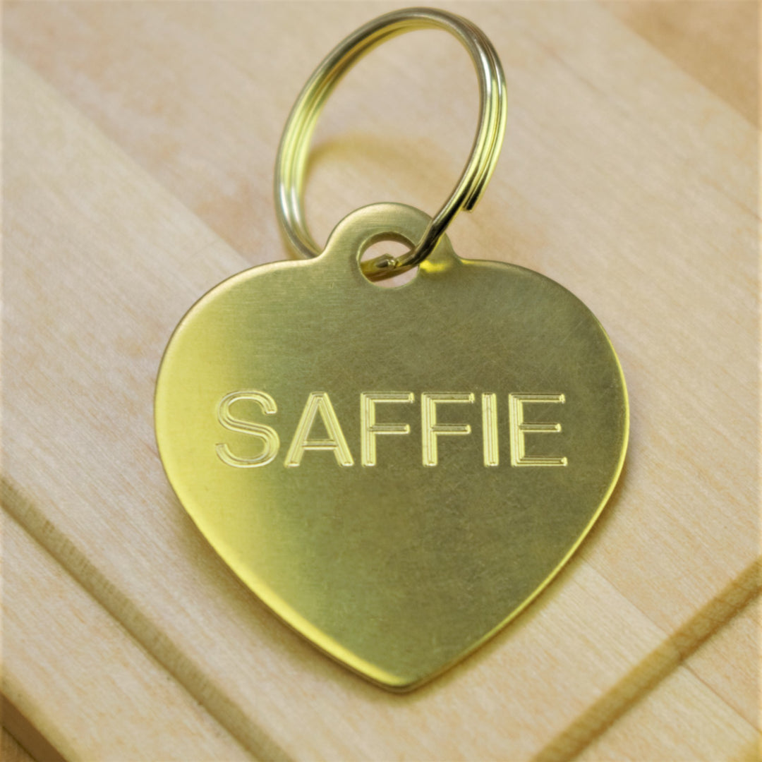 Brass Heart Pet Id Tag