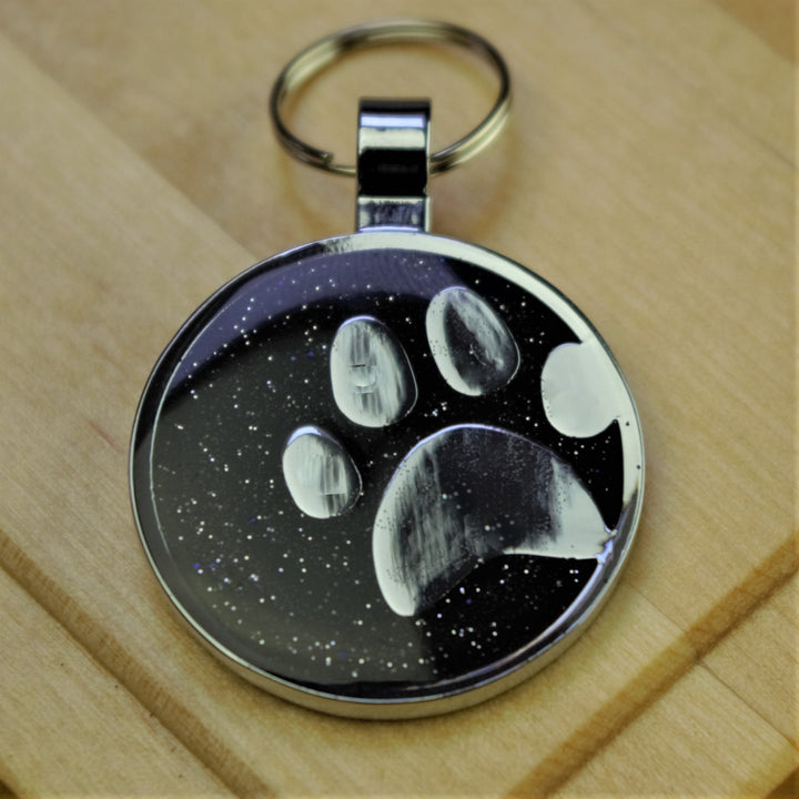 Large Glitter Paw Pet Tag 