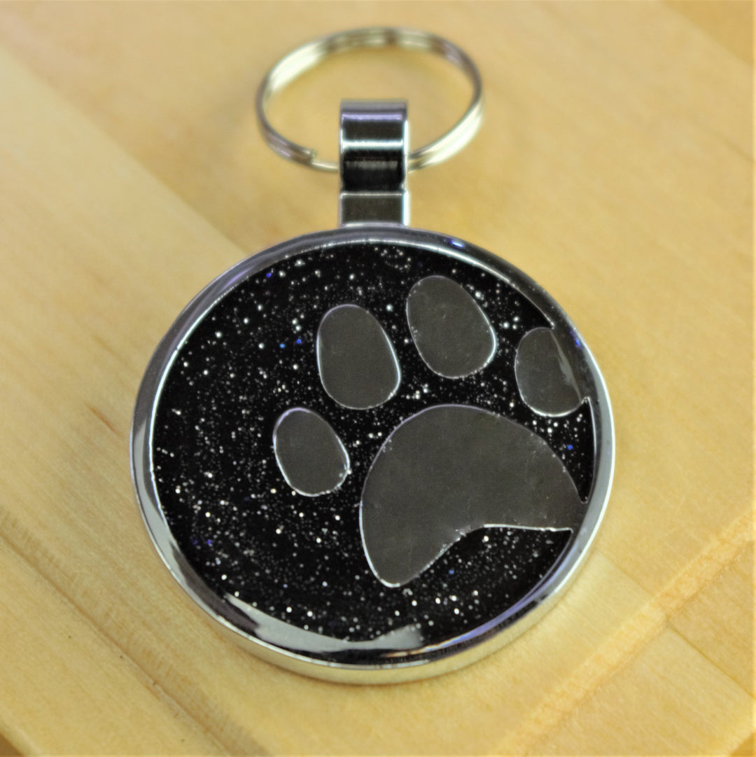 Large Glitter Paw Pet Tag 